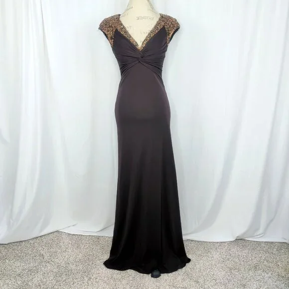 Alberto Makali Gown 4 Small Formal Brown Beaded - Picture 10 of 10